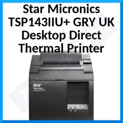 Star Micronics TSP143IIU+ GRY UK Desktop Direct Thermal Printer - Monochrome - Receipt Print - USB - Yes - UK - With Cutter - Grey - 72 mm (2.83") Print Width